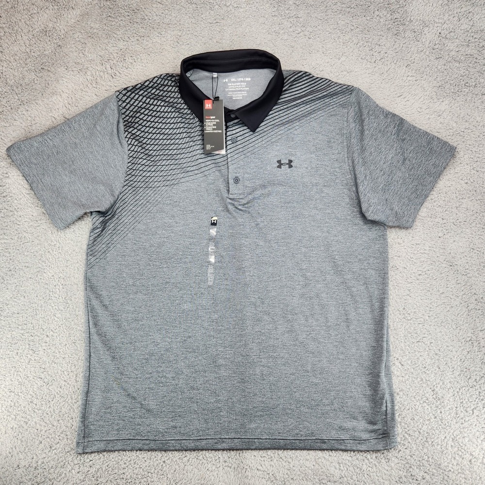 Under Armour Heat Gear The Playoff Polo Golf Shirt Mens 2XL Gray